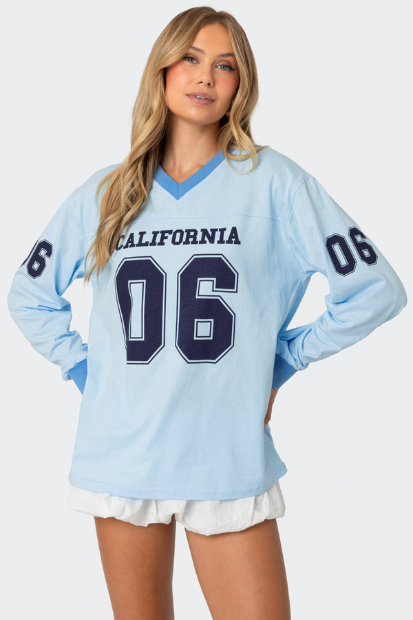 edikted 06 Oversized Long Sleeve T Shirt light blue