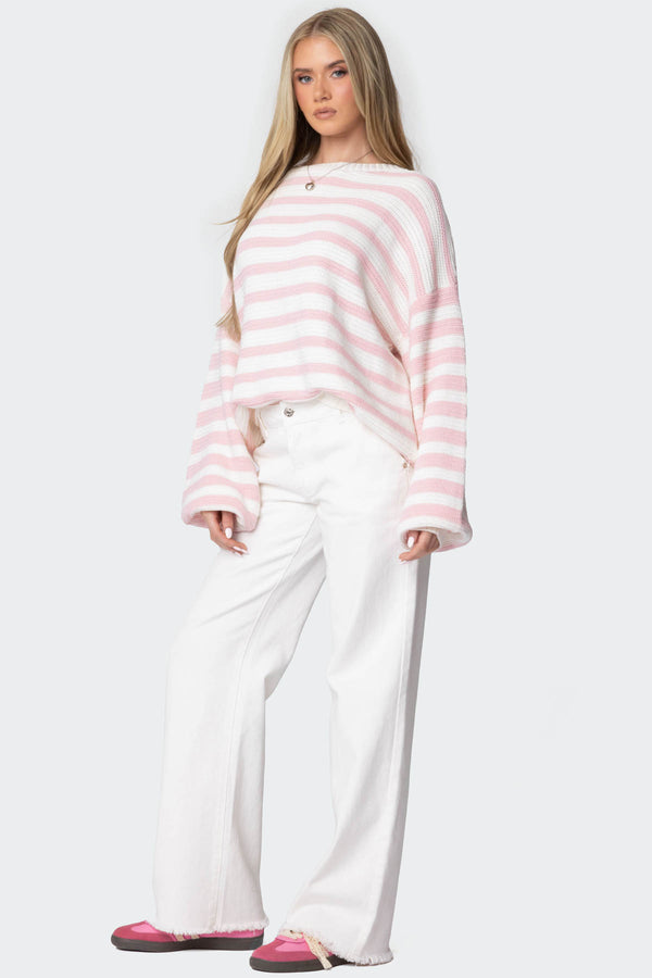 Edikted Aerin Oversized Sweater Light Pink And Cream