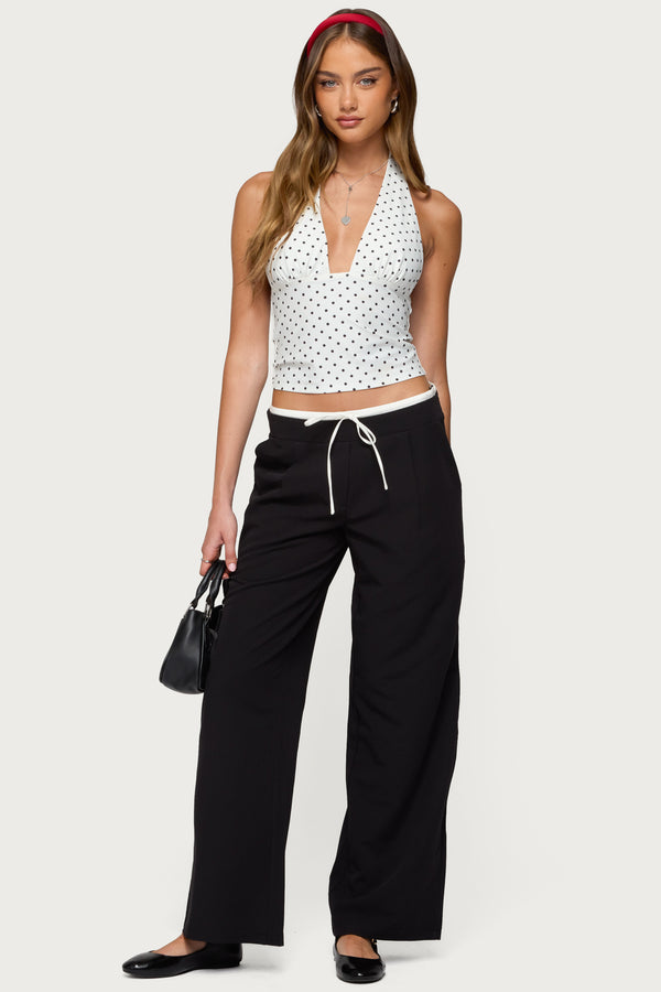 Edikted Blaire Polka Dot Halter Top White And Black