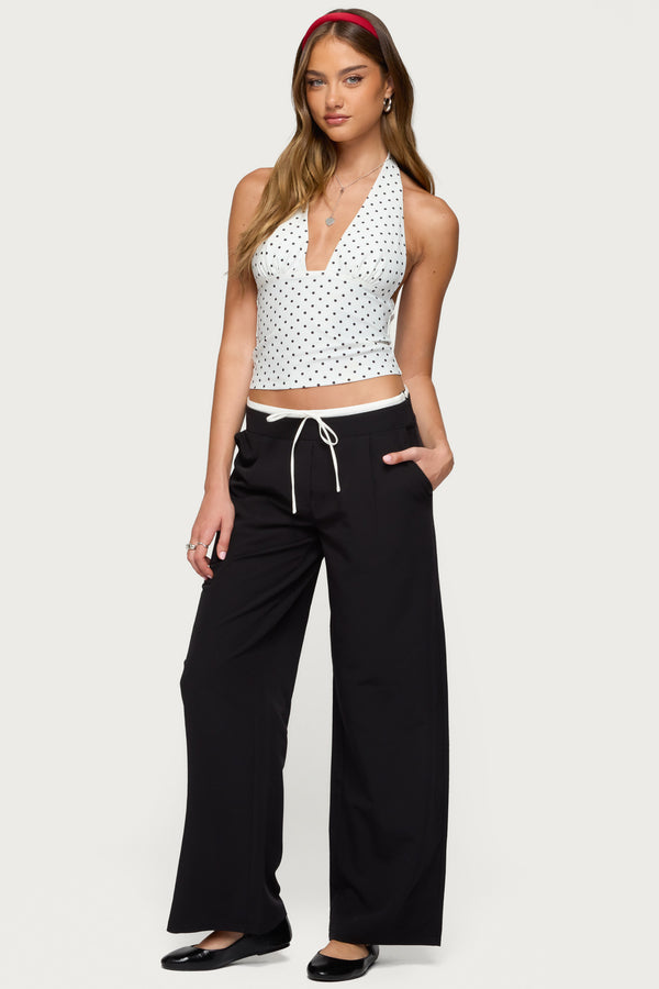 Edikted Blaire Polka Dot Halter Top White And Black