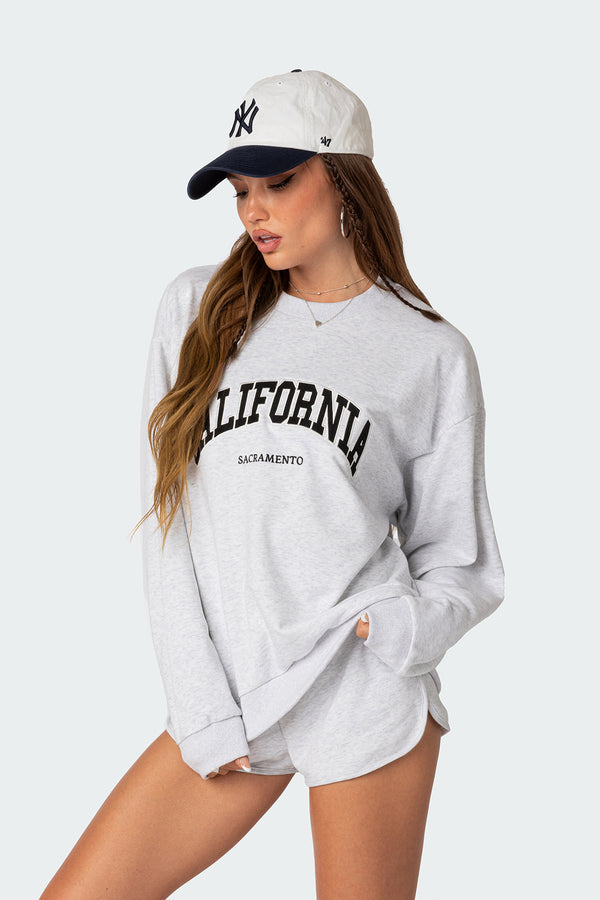 Edikted California Girl Oversized Sweatshirt Gray Melange
