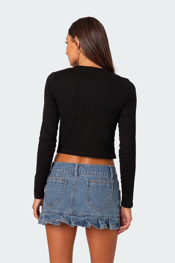 Edikted Champagne Problems Long Sleeve T Shirt Black