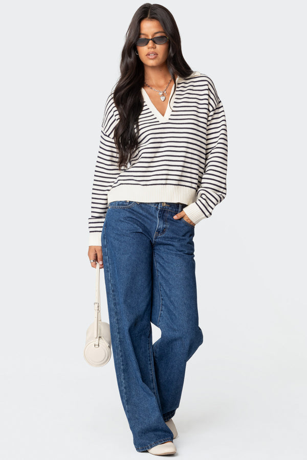 Edikted Copenhagen Oversized Striped Sweater Navy And Cream