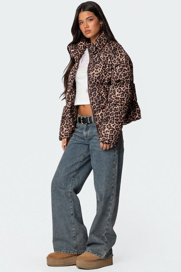 Edikted Dalya Leopard Printed Puffer Jacket Leopard