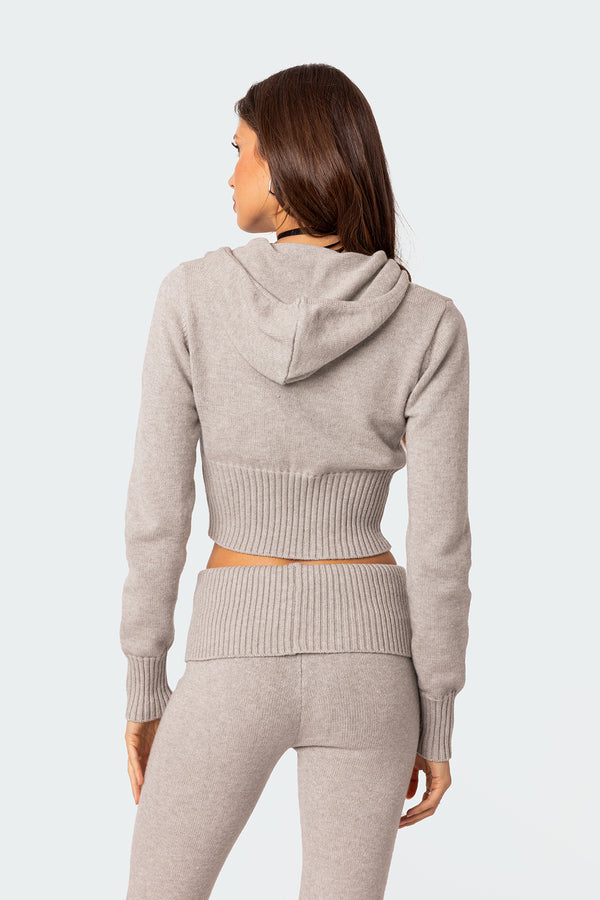 Edikted Desiree Knitted Hooded Cardigan Gray Melange