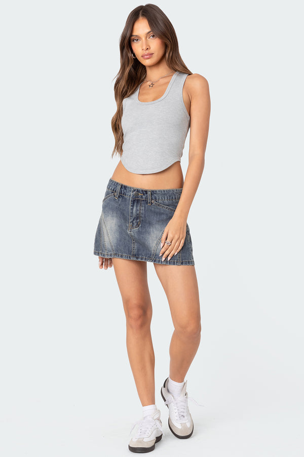 Edikted Dipped Racer Back Tank Top Light Gray Melange