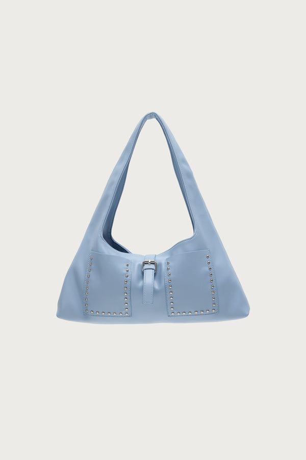 Edikted Edgy Studded Faux Leather Shoulder Bag Blue
