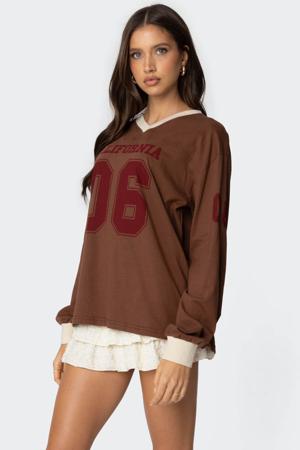 Edikted 06 Oversized Long Sleeve T Shirt Brown