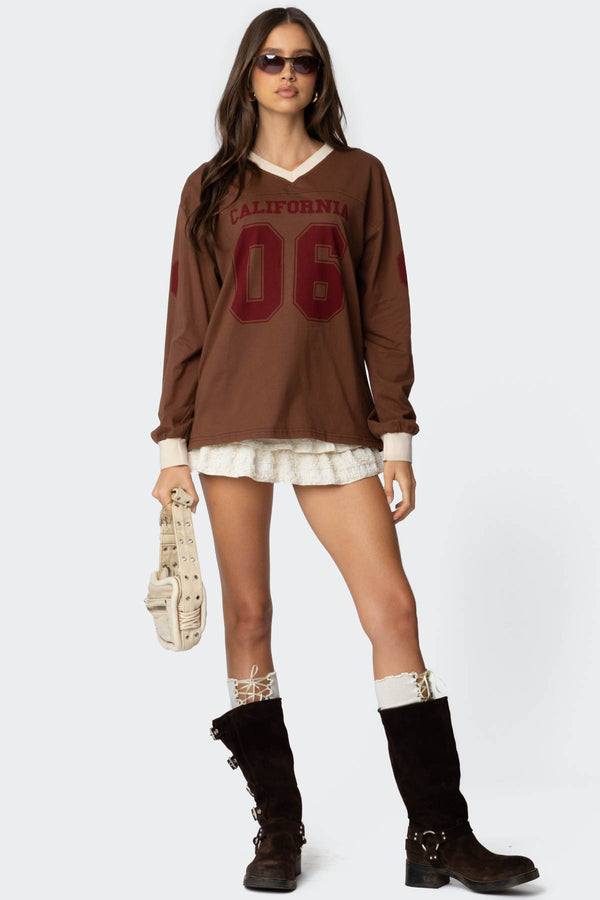 Edikted 06 Oversized Long Sleeve T Shirt Brown
