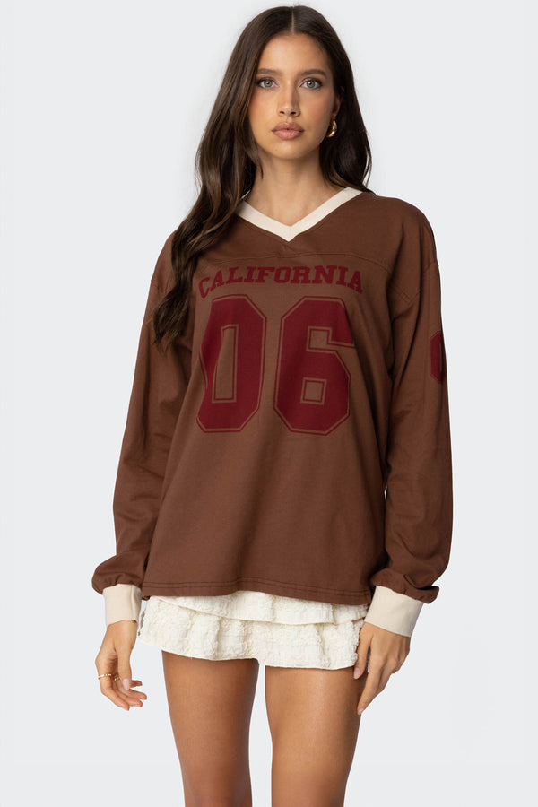 edikted 06 Oversized Long Sleeve T Shirt brown