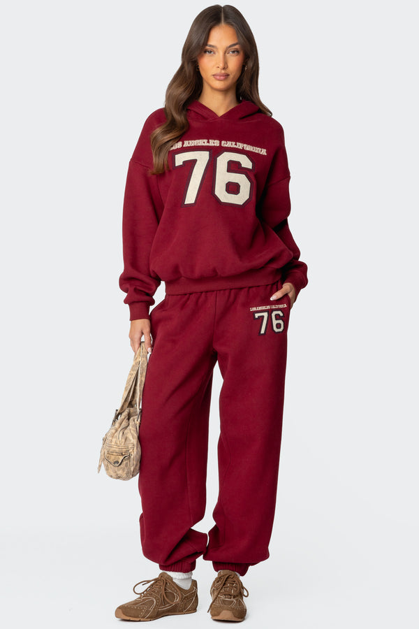 edikted 76 Cali Sweatpants burgundy