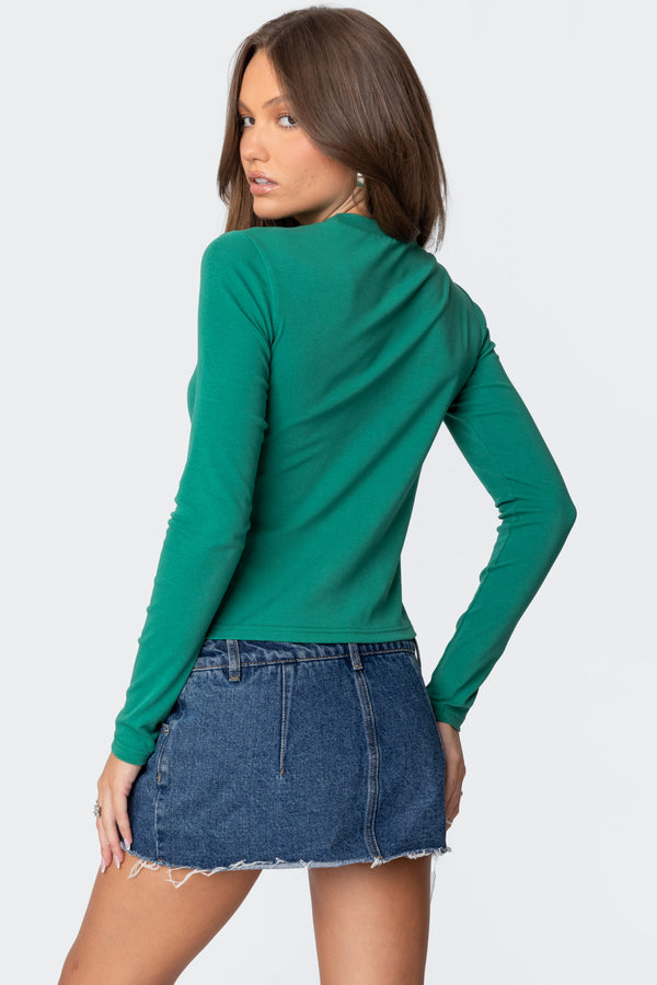 Edikted 76 Long Sleeve T Shirt Green