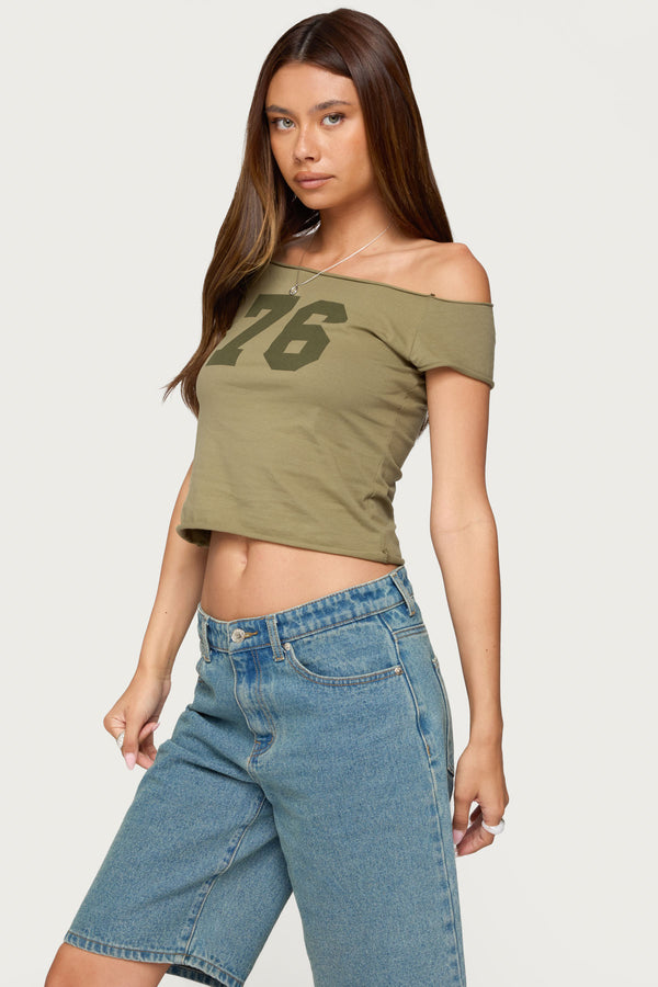 Edikted 76 Off Shoulder Top Olive