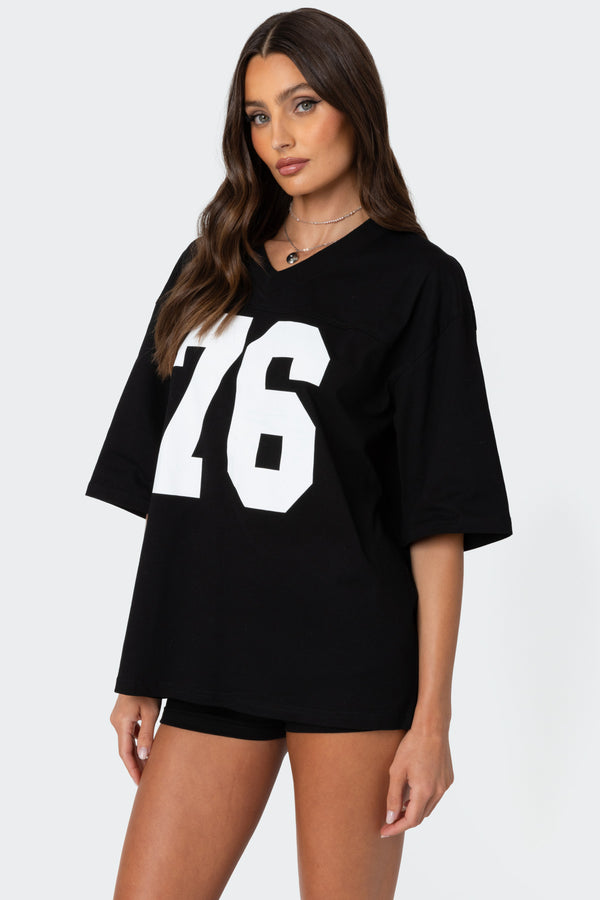 Edikted 76 Oversized T-Shirt Black
