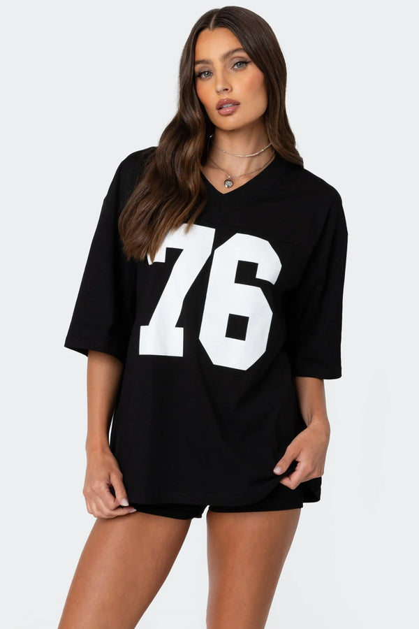 Edikted 76 Oversized T-Shirt Black