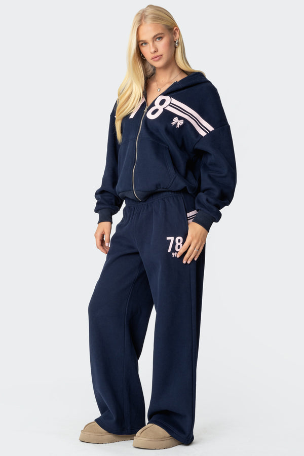 Edikted 78 Bow Zip Up Hoodie Navy