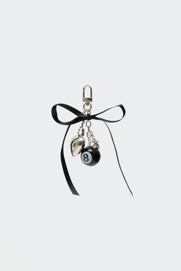 Edikted 8 Ball & Heart Keychain Black And Silver