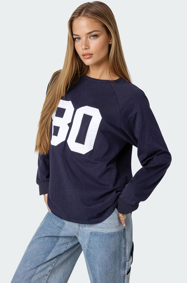 Edikted 80 Oversized T-Shirt Navy