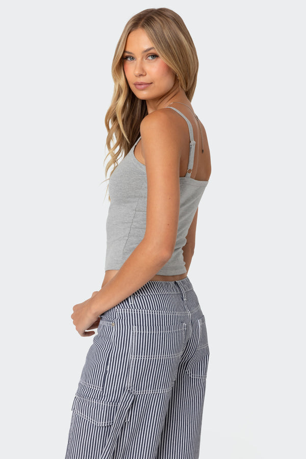 Edikted 80'S Babe Tank Top Gray Melange