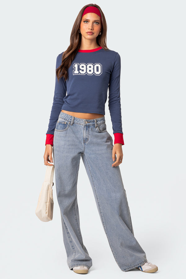 edikted 80S Baby Long Sleeve T Shirt blue