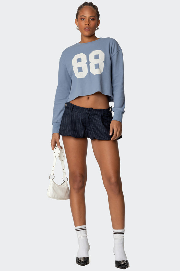 Edikted 88 Waffle Long Sleeve T Shirt Blue