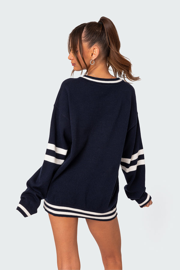 Edikted 90S In New York Oversized Sweater Navy