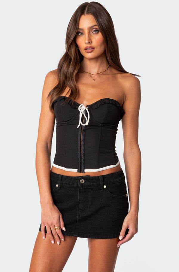 edikted Abbey Tie Front Corset black