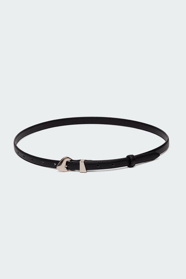 Edikted Abstract Buckle Faux Leather Belt Black
