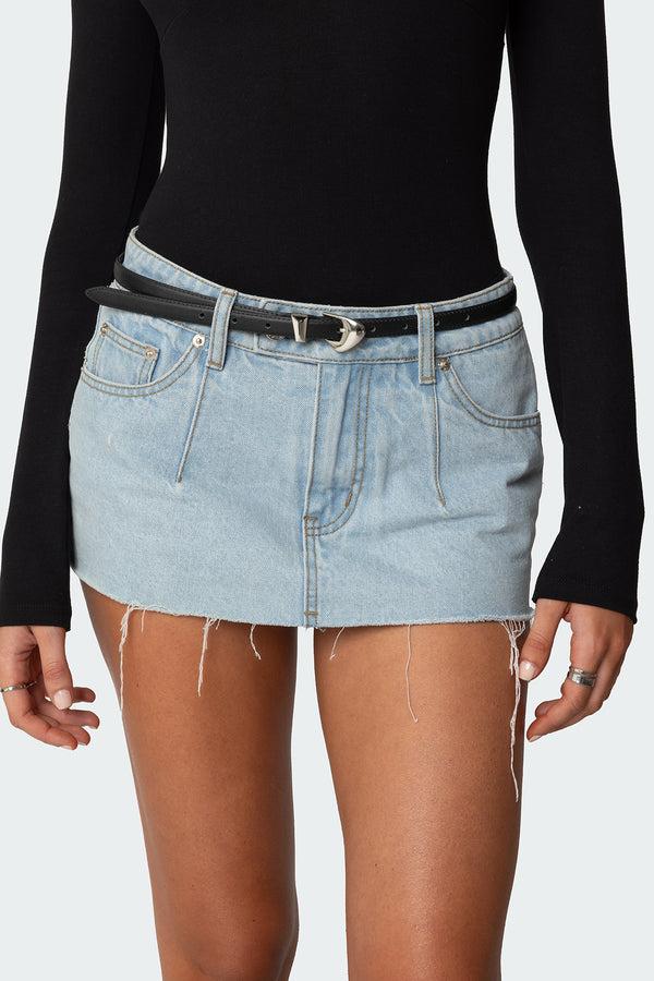 edikted Abstract Buckle Faux Leather Belt black