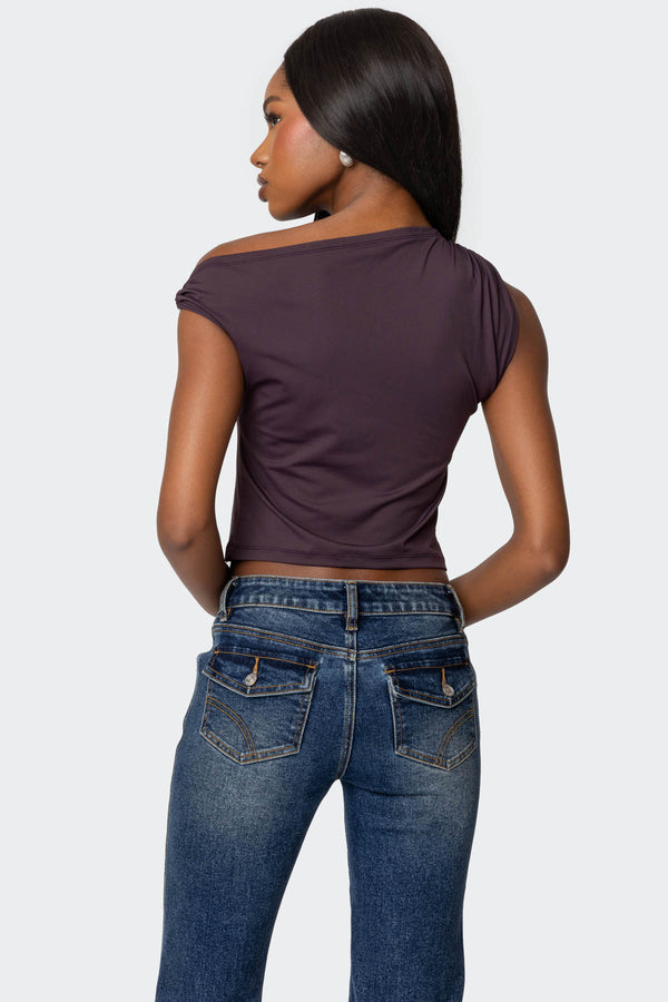 Edikted Abstract Metal Ring Asymmetric Top Purple