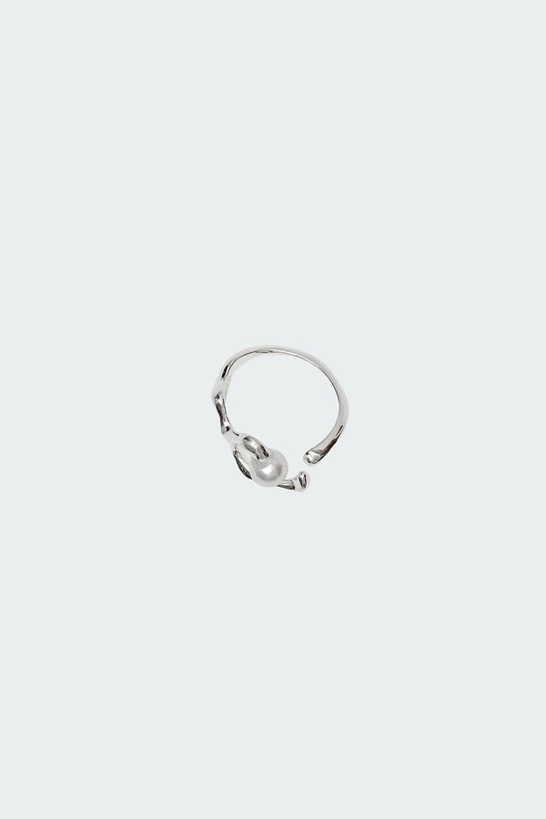 Edikted Abstract Pearly Wrap Ring Silver