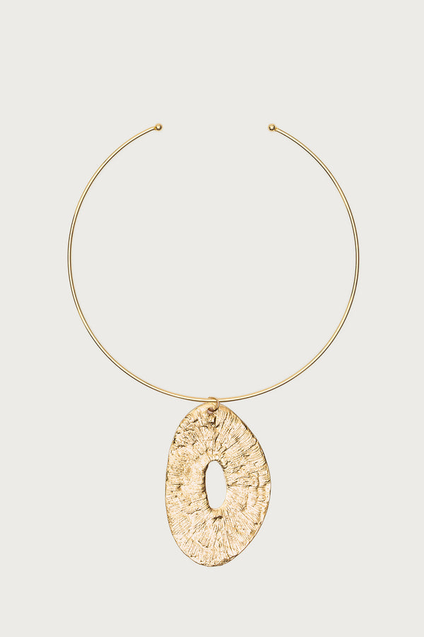 Edikted Abstract Pendant Cuff Necklace Gold