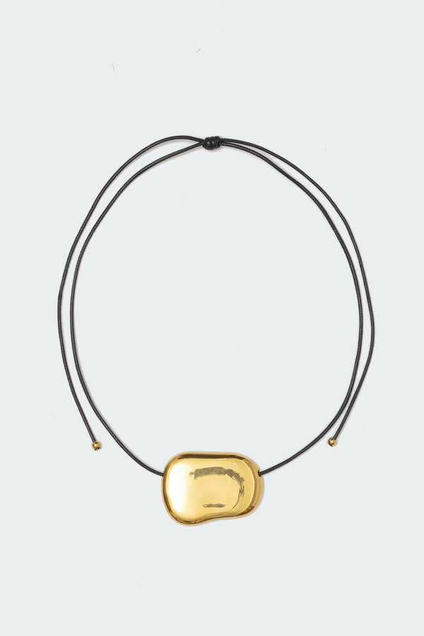 Edikted Abstract Stone Pendant Cord Necklace Gold