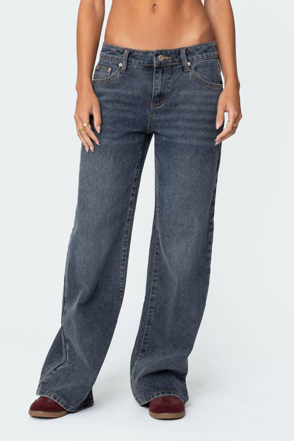 Edikted Ace Relaxed Jeans Dark Blue