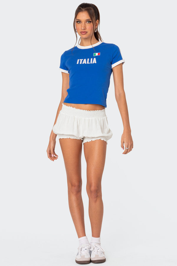 edikted Adelaide Puffy Shorts white