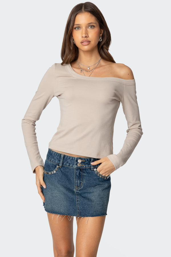 Edikted Adelaine Asymmetric Top Beige