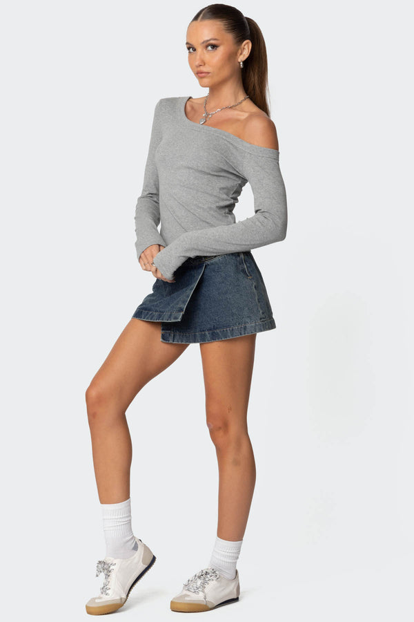 Edikted Adelaine Asymmetric Top Gray Melange