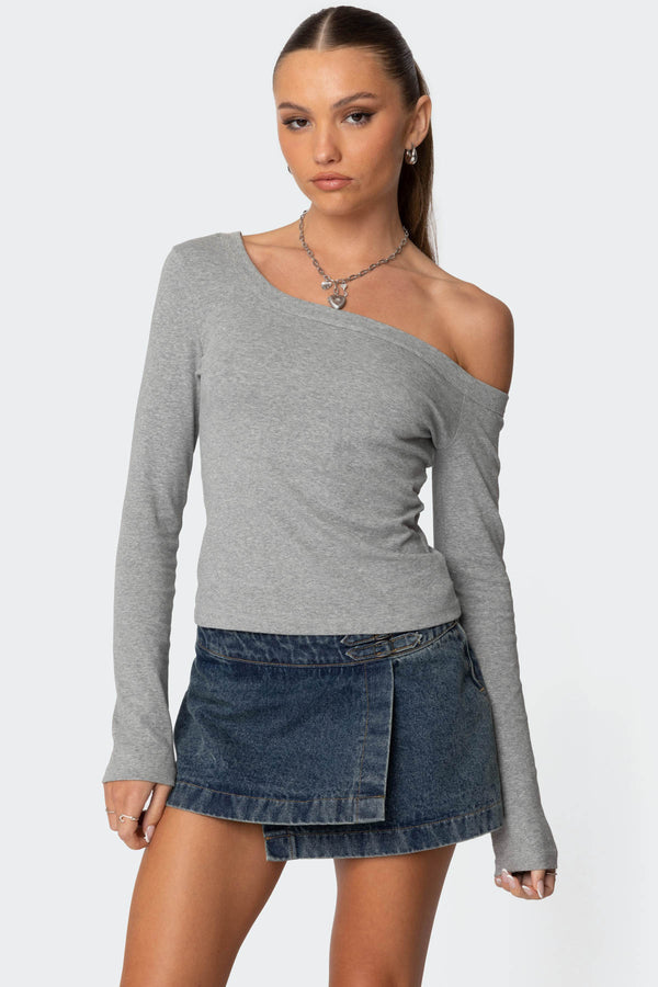 edikted Adelaine Asymmetric Top gray melange