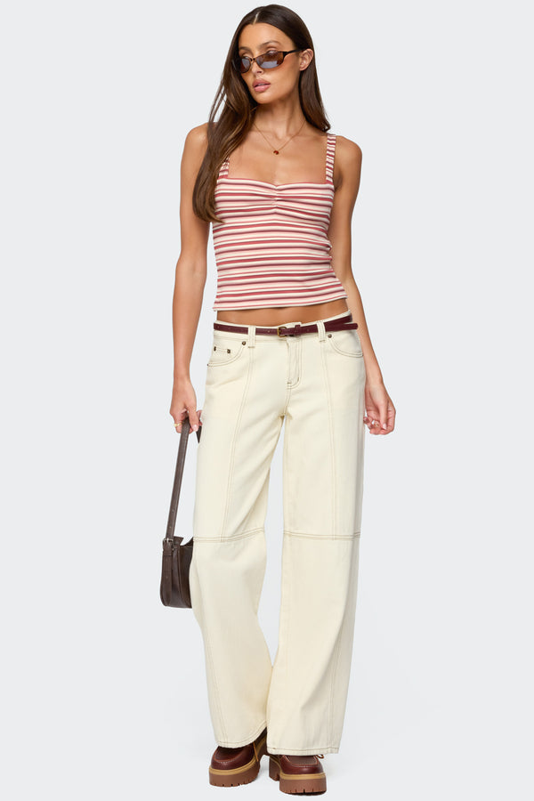 Edikted Adelia Striped Ruched Tank Top Mix