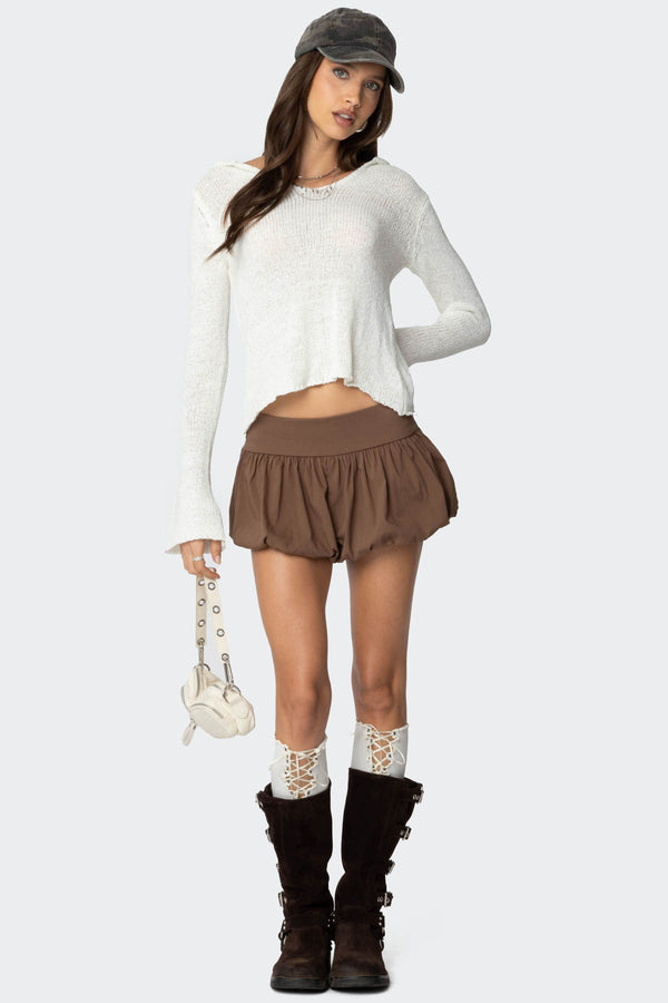 edikted Adrianna Bubble Micro Shorts brown