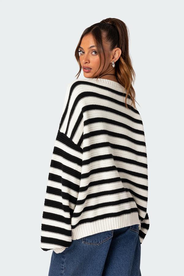 Edikted Aerin Oversized Sweater Black And White