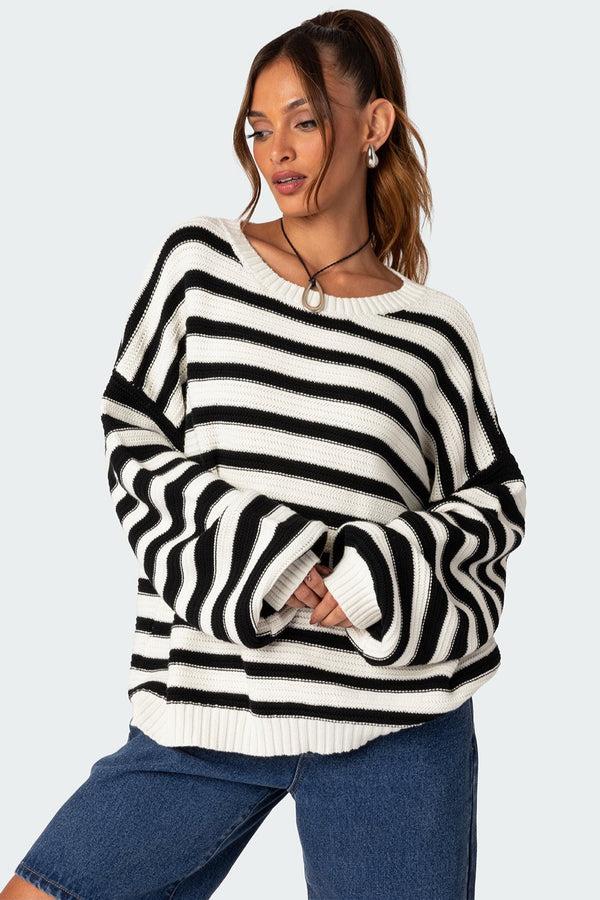 Edikted Aerin Oversized Sweater Black And White