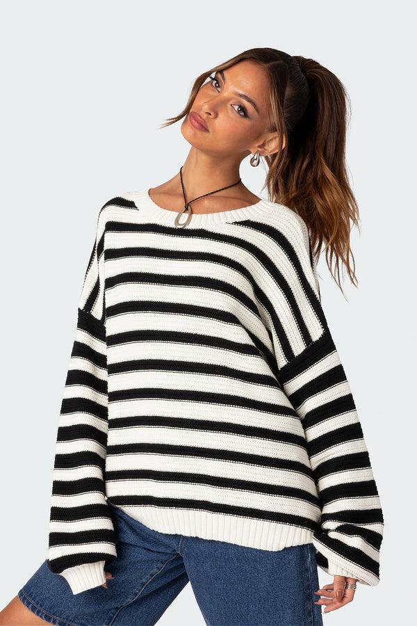 Edikted Aerin Oversized Sweater Black And White