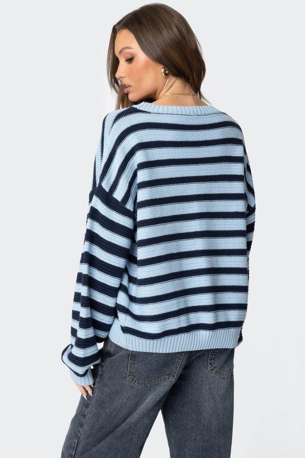 Edikted Aerin Oversized Sweater Blue And Navy