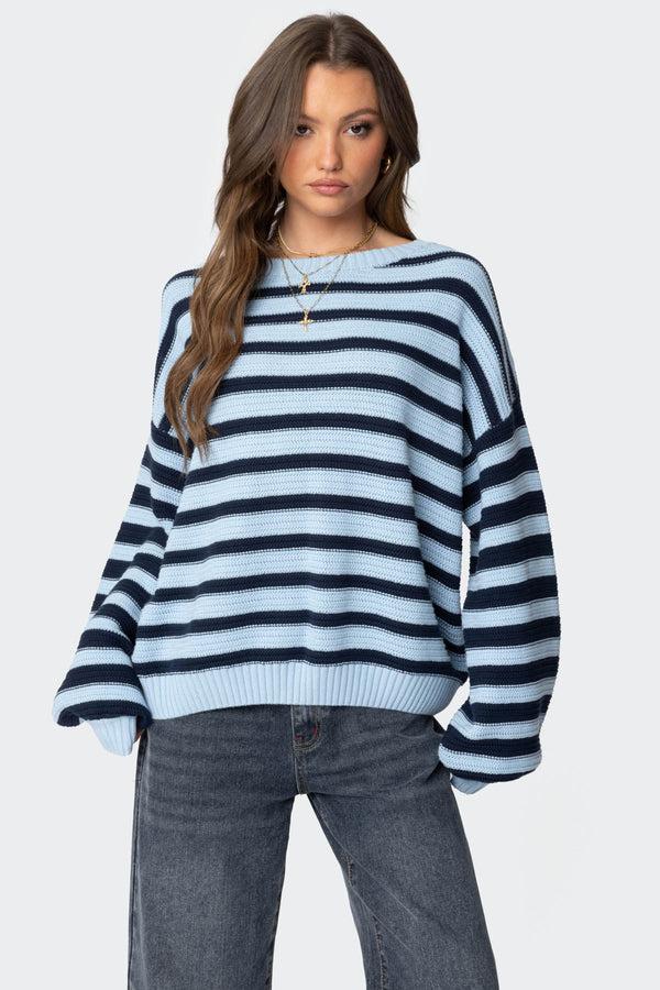 edikted Aerin Oversized Sweater blue and navy