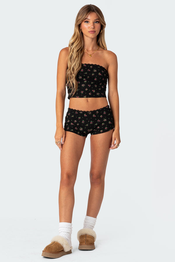 edikted Aislinn Printed Waffle Shorts mix