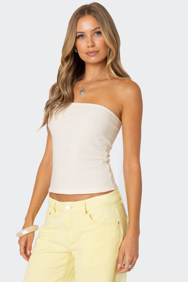 Edikted Albina Textured Tube Top Cream