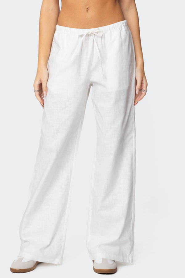 Edikted Alexa Linen Blend Pants White