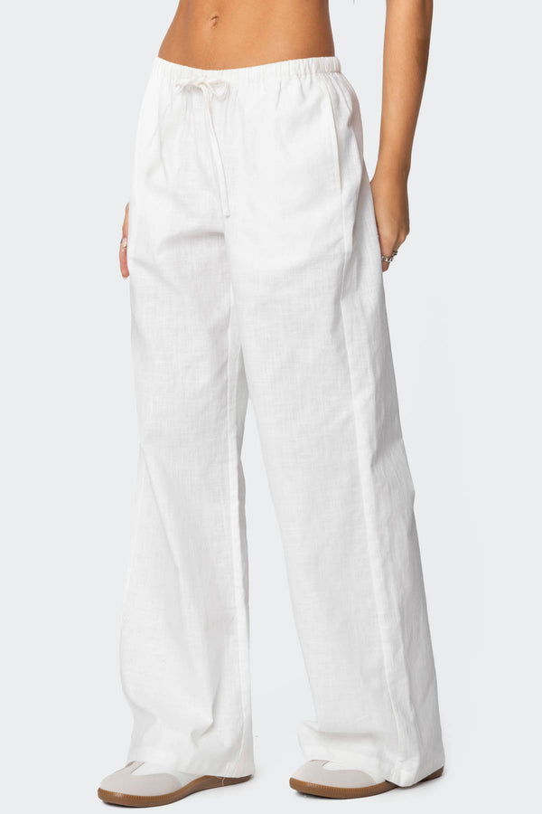 Edikted Alexa Linen Blend Pants White