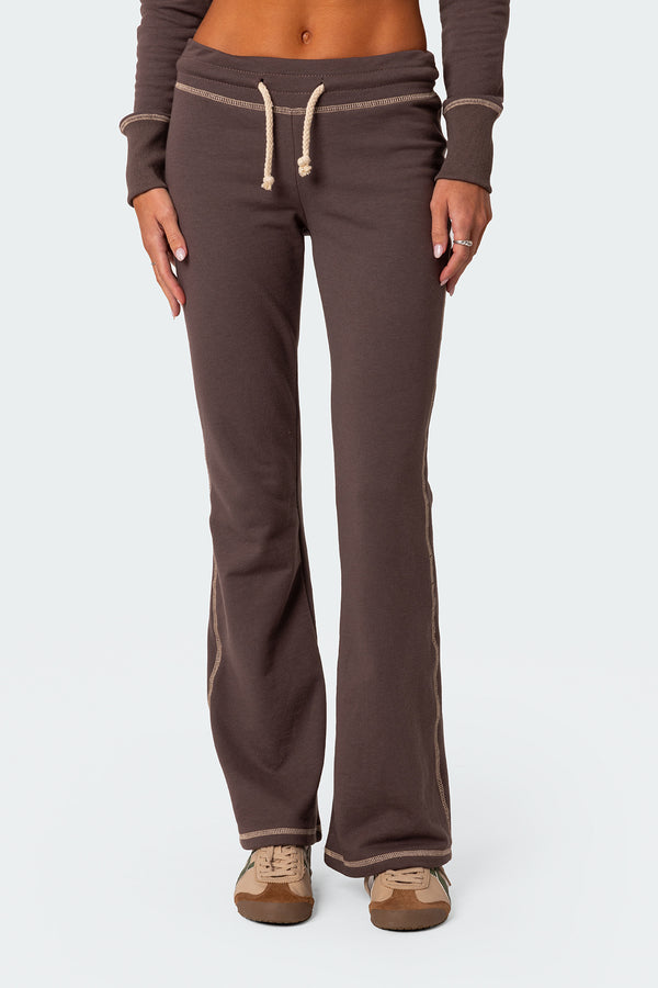Edikted Alexia Low Rise Sweatpants Brown